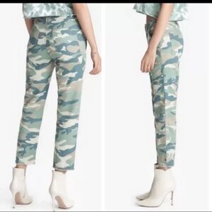 Mother Shaker Chop Crop Camo Pants linen blend pants 30 Buc Blue Green